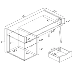 Costway Computer Desk PC Writing Table Study Workstation Drawer & Cabinet With Wood Legs -Baxton Studio Store GUEST 940e5700 1dc5 487b a943 1a8d03b49395