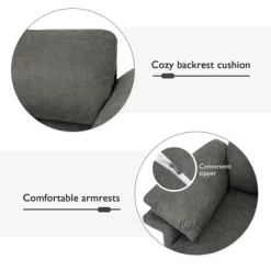 Costway Modern Linen Fabric Accent Armchair Upholstered Single Sofa W/ Metal Legs Grey 16 Costway Modern Linen Fabric Accent Armchair Upholstered Single Sofa W/ Metal Legs Grey -Baxton Studio Store GUEST 94691f4f c0d1 4abd 9ac8 cc7388b508a1