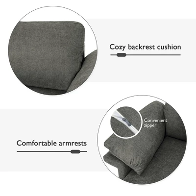 Costway Modern Linen Fabric Accent Armchair Upholstered Single Sofa W/ Metal Legs Grey 9 Costway Modern Linen Fabric Accent Armchair Upholstered Single Sofa W/ Metal Legs Grey - Image 7
