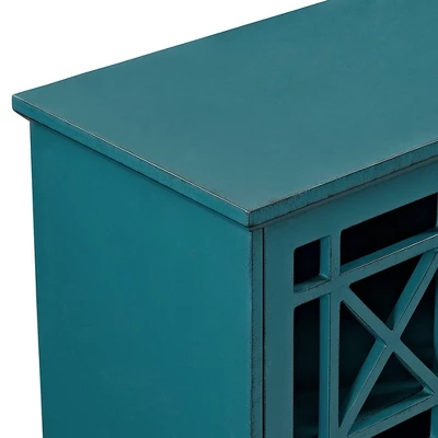 Versatile Fretwork Accent Storage Cabinet Blue - Saracina Home 6 Versatile Fretwork Accent Storage Cabinet Blue - Saracina Home - Image 4