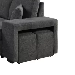 95" Pull Out Sleeper Sofa, Reversible L-Shape Sectional Couch With Storage Chaise And 2 Stools-ModernLuxe -Baxton Studio Store GUEST 950d73e5 27be 4d1e b997 c5b308b25948