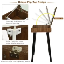 Costway Vanity Table Set With Flip Top Mirror Dressing Makeup Study Padded Stool -Baxton Studio Store GUEST 96553939 c8ef 4502 9478 672529fe2034