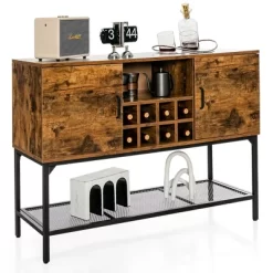 Costway Industrial Kitchen Buffet Sideboard 2-Door Console Table W/Open Shelf Wine Rack -Baxton Studio Store GUEST 96d37049 3b1d 480c acac 23b2e9256111