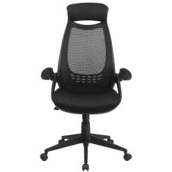 Emma And Oliver High Back Black Mesh Executive Swivel Office Chair With Flip-Up Arms -Baxton Studio Store GUEST 96d828fe 75a1 40ef 8c9e f569eb0b7a75