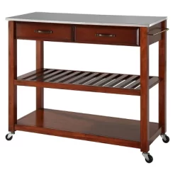 Stainless Steel Top Kitchen Cart/Island With Optional Stool Storage - Crosley -Baxton Studio Store GUEST 97a2c1bf 12a4 4872 80bd 0adb99ea3c49
