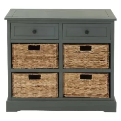 Wood Console 4 Wicker Baskets 2 Drawers Blue - Olivia & May -Baxton Studio Store GUEST 97a6db89 17ec 4f56 a629 da06a760a61d