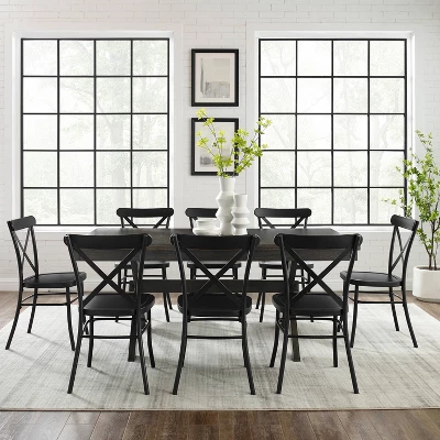 9pc Hayden Extendable Dining Set With Camille Chairs Matte Black/Slate - Crosley 4 9pc Hayden Extendable Dining Set With Camille Chairs Matte Black/Slate - Crosley - Image 2