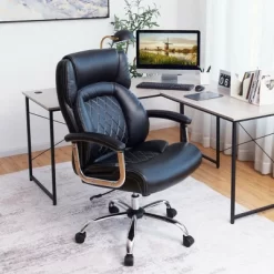 Costway 500LBS Adjustable Office Chair Adjustable Leather Task Chair Black 12 Costway 500LBS Adjustable Office Chair Adjustable Leather Task Chair Black -Baxton Studio Store GUEST 9810e324 6955 4dbe 990a c3f284a79eb6