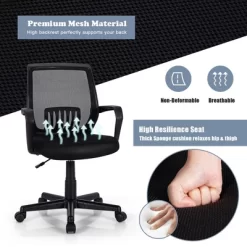 Costway Mid-Back Office Executive Chair Mesh Chair Height Adjustable W/ Lumbar Support -Baxton Studio Store GUEST 98c51f46 e3d0 4752 9cf6 8e0b01172c61
