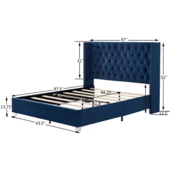 Button-Tufted Platform Bed With One Nightstand - ModernLuxe -Baxton Studio Store GUEST 9ab62317 2575 4255 bbd8 3e1b42a0825b