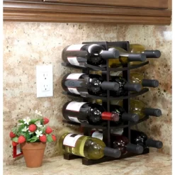 Oceanstar 12-Bottle Dark Espresso Wine Rack -Baxton Studio Store GUEST 9c4f951d f441 4c7e b60c c5f9d8996483