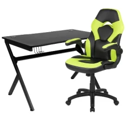 Flash Furniture Gaming Desk And Racing Chair Set With Cup Holder, Headphone Hook & 2 Wire Management Holes -Baxton Studio Store GUEST 9c56e17a b523 47b2 bd67 768109659434