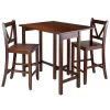3pc Lynnwood Set Drop Leaf Counter Height Dining Sets With Counter Stools Wood/Walnut - Winsome