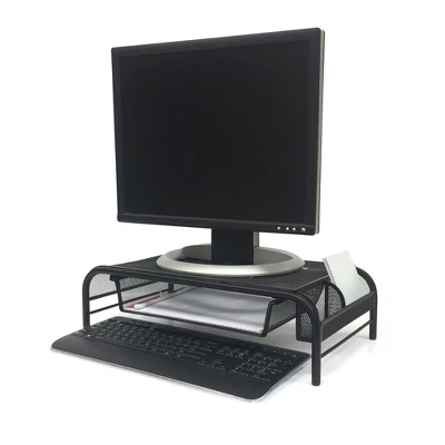 Mind Reader 3 Tier Metal Mesh Monitor Stand With Drawer Organizer Black 6 Mind Reader 3 Tier Metal Mesh Monitor Stand With Drawer Organizer Black - Image 4