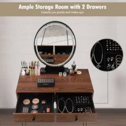 Costway Vanity Makeup Dressing Table W/ 3 Lighting Modes Mirror Touch Switch RusticCoffee -Baxton Studio Store GUEST 9eee46ab 2b83 4dcb 9678 2b3856007279