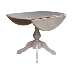 Kayden Round Dual Drop Leaf Pedestal Table Washed Gray Taupe - International Concepts -Baxton Studio Store GUEST 9f4230b9 4d94 4021 9a02 57fb38622588