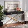 Madan Wood And Metal 2 Drawer Console Table Black/Gold - Baxton Studio -Baxton Studio Store GUEST 9f54b713 4d93 4520 8933 3116eeec9b43