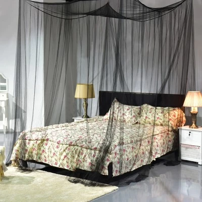 4 Corner Post Bed Canopy Mosquito Net Full Queen King Size Netting Bedding Black 6 4 Corner Post Bed Canopy Mosquito Net Full Queen King Size Netting Bedding Black - Image 4