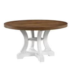 7pc Lexin Rustic Round Dining Table Set Distressed White/ Distressed Dark Oak - MiBasics -Baxton Studio Store GUEST a10de4cf a5b5 4833 aee9 37ca0857e149