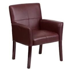 Emma And Oliver Leather Executive Side Reception Chair With Mahogany Legs -Baxton Studio Store GUEST a11198d3 98d4 4319 88f4 51d34f368943
