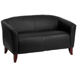 Emma And Oliver Leather Reception/Living Room Loveseat With Cherry Wood Feet -Baxton Studio Store GUEST a212e3be 1ec7 4a2f 84bb 69088b4d4665