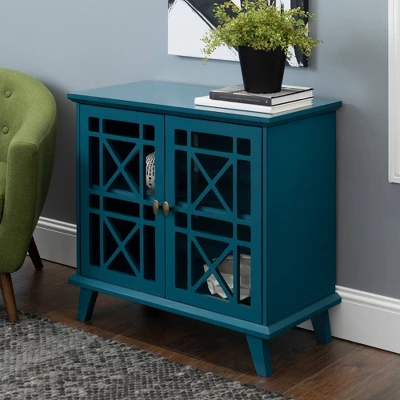 Versatile Fretwork Accent Storage Cabinet Blue - Saracina Home 3 Versatile Fretwork Accent Storage Cabinet Blue - Saracina Home