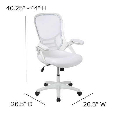 Emma And Oliver High Back White Mesh Ergonomic Office Chair With White Frame And Flip-up Arms 7 Emma And Oliver High Back White Mesh Ergonomic Office Chair With White Frame And Flip-up Arms - Image 5