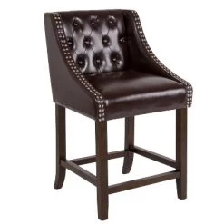 Flash Furniture Carmel Series 24" High Transitional Tufted Walnut Counter Height Stool With Accent Nail Trim -Baxton Studio Store GUEST a2e4c351 dd5c 44e3 b336 6b2b23960c8e