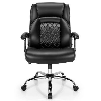 Costway 500LBS Adjustable Office Chair Adjustable Leather Task Chair Black 11 Costway 500LBS Adjustable Office Chair Adjustable Leather Task Chair Black - Image 9