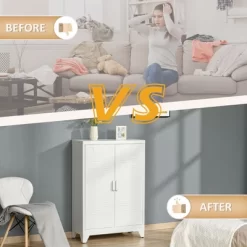 HOMCOM Industrial Style Steel Storage Cabinet, Metal Storage Organizer With 2-Tier Adjustable Shelves For Living Room Or Home Office -Baxton Studio Store GUEST a3c7060b 6776 40ee b2e3 57d4d3d64c98