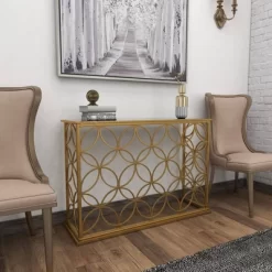 Rectangular Traditional Modern Metal Console Table Gold - Olivia & May -Baxton Studio Store GUEST a49a9a3a 6241 4722 8f3f ae73f64d8aca
