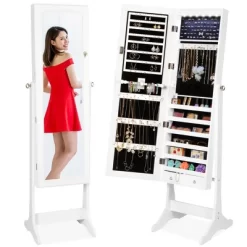 Best Choice Products 6-Tier Standing Mirror Lockable Storage Organizer Cabinet Armoire W/ LED Lights -Baxton Studio Store GUEST a53662f6 4fa4 45c3 8f56 c19a4ce03288