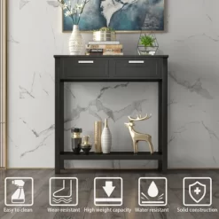 Costway Accent Console Table Entryway Sofa Foyer Table Storage Shelf W/2 Drawers -Baxton Studio Store GUEST a5b218cb 92a3 4223 862c 4445940b63d9