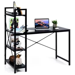 Costway 47.5'' Compact Computer Desk With 4-Tier Storage Bookshelves For Home Office -Baxton Studio Store GUEST a5cc520b 9c0f 4c5d 8fcc ace09b520711