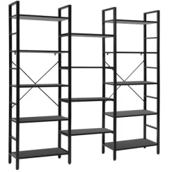 Costway Triple Wide 5-tier Bookcase Large Bookshelf Display Storage Shelf Vintage Black -Baxton Studio Store GUEST a6374216 2710 44bc 8920 d2931a5f6b66