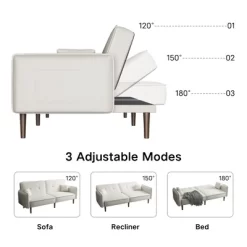 Convertible Futon Sofa Bed With Wooden Legs - ModernLuxe -Baxton Studio Store GUEST a6435b2a 5f55 4bfe a975 c219573059c5