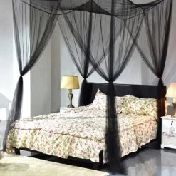 4 Corner Post Bed Canopy Mosquito Net Full Queen King Size Netting Bedding Black 13 4 Corner Post Bed Canopy Mosquito Net Full Queen King Size Netting Bedding Black -Baxton Studio Store GUEST a66a1e56 6889 43c3 9d14 e5e392f679bb