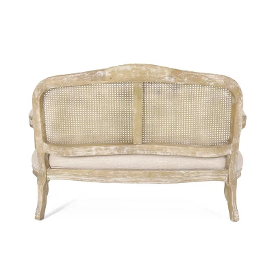 Saley French Country Wood And Cane Loveseat - Christopher Knight Home 7 Saley French Country Wood And Cane Loveseat - Christopher Knight Home - Image 5