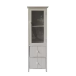 35.58" 2 Drawer Wooden Storage Cabinet With Glass Door And Round Knobs White - The Urban Port