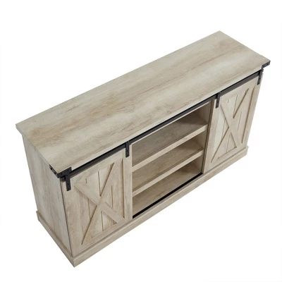 Edyo Living Rustic Farmhouse Wood TV Stand Media Console Table With Sliding Barn Doors And Adjustable Shelves For TVs Up To 65 Inches 3 Edyo Living Rustic Farmhouse Wood TV Stand Media Console Table With Sliding Barn Doors And Adjustable Shelves For TVs Up To 65 Inches