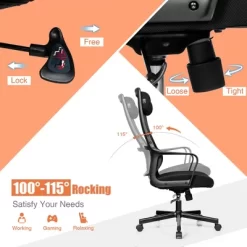 Costway Adjustable Mesh Office Task Chair Heating Lumbar Support Headrest GreyBlack -Baxton Studio Store GUEST a80c073a 890f 4b81 8b08 db99156b6a9b