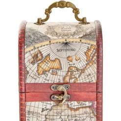 Okuna Outpost Single Wooden Wine Box Bottle Holder World Map Treasure Chest Gift Box Storage Bar Accessory -Baxton Studio Store GUEST a857b7d9 8400 47d9 ae5a 7c8d6602cc44