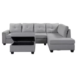 108" Reversible L-Shape Sectional Sofa Couch With Storage Ottoman-ModernLuxe -Baxton Studio Store GUEST a9ce32c3 fc5c 4bb1 b03d cb528c5420d4