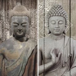 6" Double Sided Stone Buddha Canvas Room Divider Gray - Oriental Furniture -Baxton Studio Store GUEST a9ed899c a323 45a4 8cff 68948861065c