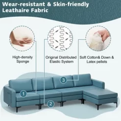 Costway Modular L-shaped Sectional Sofa W/ Reversible Chaise & 4 USB Ports -Baxton Studio Store GUEST ab019ffd 2c50 4fa3 baab c8c96941b888