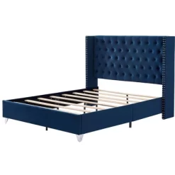 Button-Tufted Platform Bed With One Nightstand - ModernLuxe -Baxton Studio Store GUEST ab29b9a7 4196 49a3 8439 58cf9a1e9234