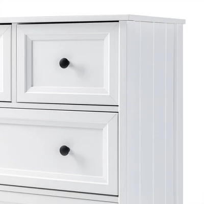 Farmhouse 5 Drawer Grooved Tall Storage Dresser White - Saracina Home 14 Farmhouse 5 Drawer Grooved Tall Storage Dresser White - Saracina Home - Image 12
