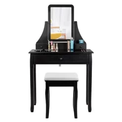 Costway Square Mirror Dressing Table Set Makeup Vanity For Bedroom, Living Room White/Black -Baxton Studio Store GUEST ab99f2a5 4a29 49ba 9a6c 42e7b19aba4b