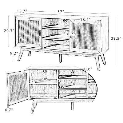Eurotas Modern Livingroom TV Stand For TVs Up To 65" With Rattan Design | KARAT HOME 11 Eurotas Modern Livingroom TV Stand For TVs Up To 65" With Rattan Design | KARAT HOME - Image 9