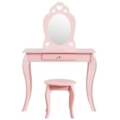 Costway Kids Vanity Set Princess Makeup Dressing Play Table Set W/Mirror -Baxton Studio Store GUEST acf02906 e0cd 4b62 bb38 988d1c42c9c2